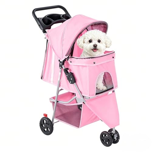 3 Wheels Pet Stroller (Pink)