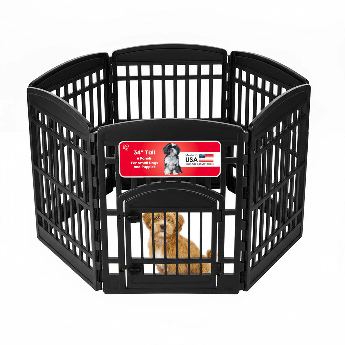 6 Panel Dog Playpen (6 Panel - 34" H / Black)