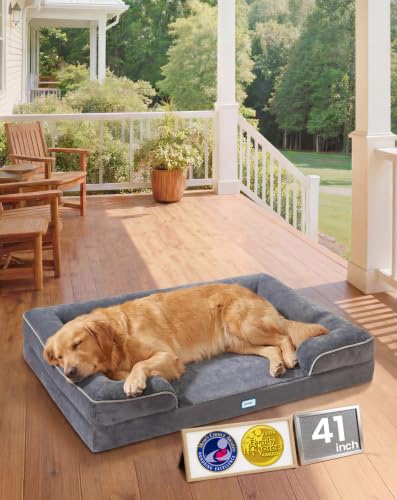 Orthopedic Extra Large Dog Bed Couch (41" x 30" x 7" / 01-Gray)