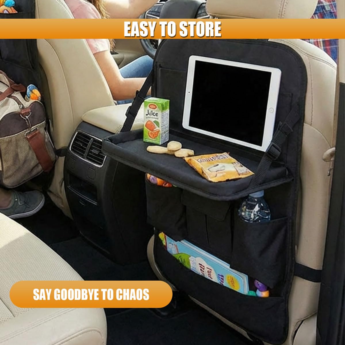 Car Backseat Organizer with Foldable Table Tray (With)