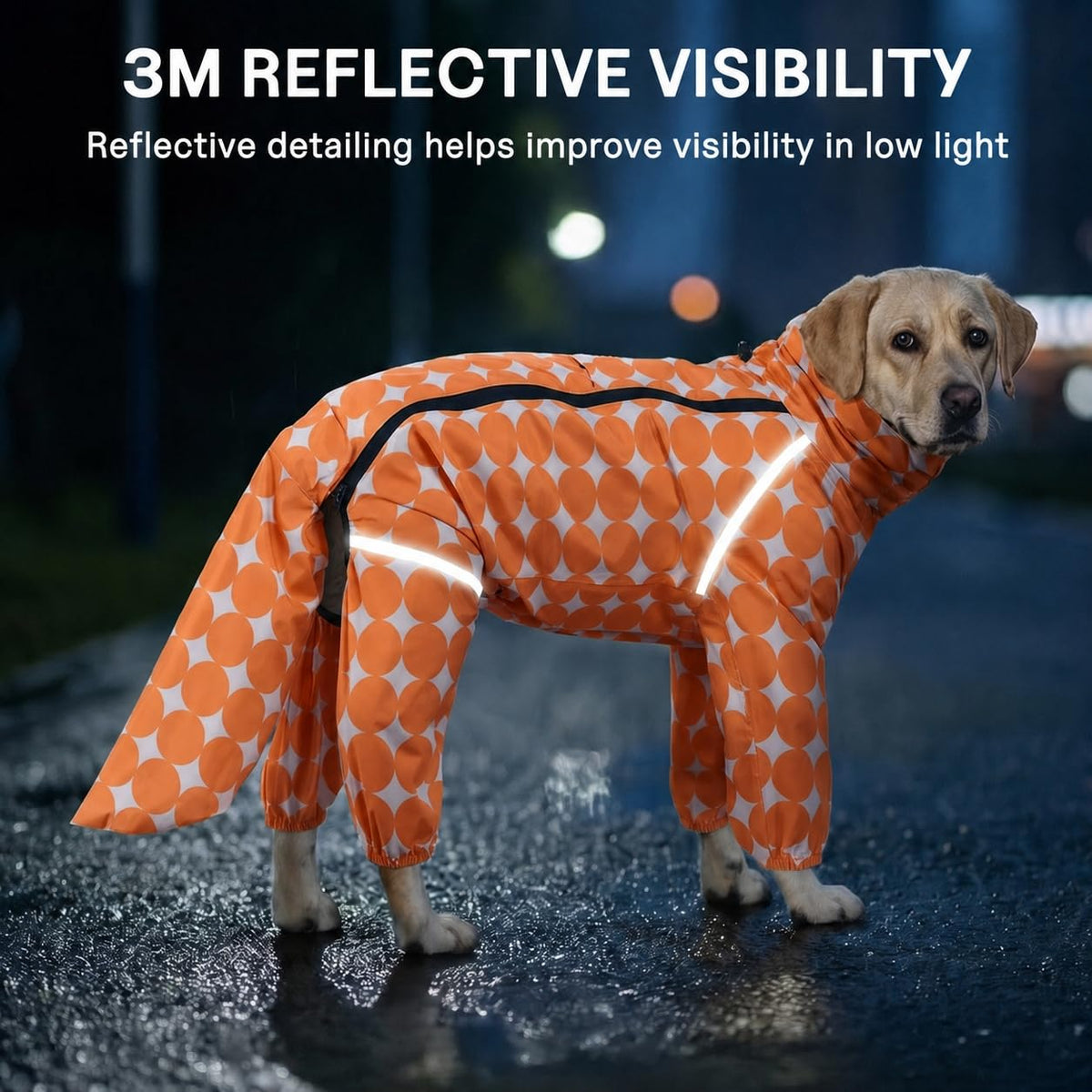 Polka Dot Dog Raincoat (Orange / X-Large)
