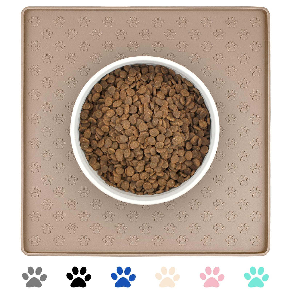 Dog Food Mat Anti (11.8"L x 11.8"W / Taupe)