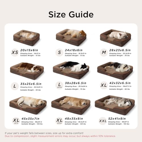Orthopedic XL Pro Dog Bed Extra Large Washable Original Design (Brown / 45"l X 35"w X 7"th)
