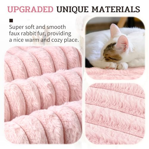 4Pcs Soft Plush Fluffy Self Warming Thermal Pet Mat for Dogs and Cats (Blush Pink / X-Large (45'' X 28'' X 1''))