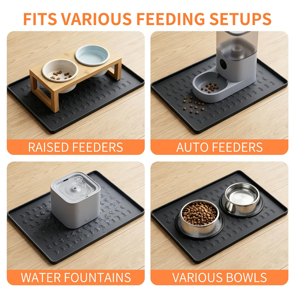 Silicone Pet Feeding Mat (Black / 24"L x 16"W)