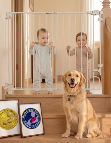 36" H Removable Baby Gate for Stairs No Bottom Bar (White / 29-43" W, 36" H-Extra Tall)