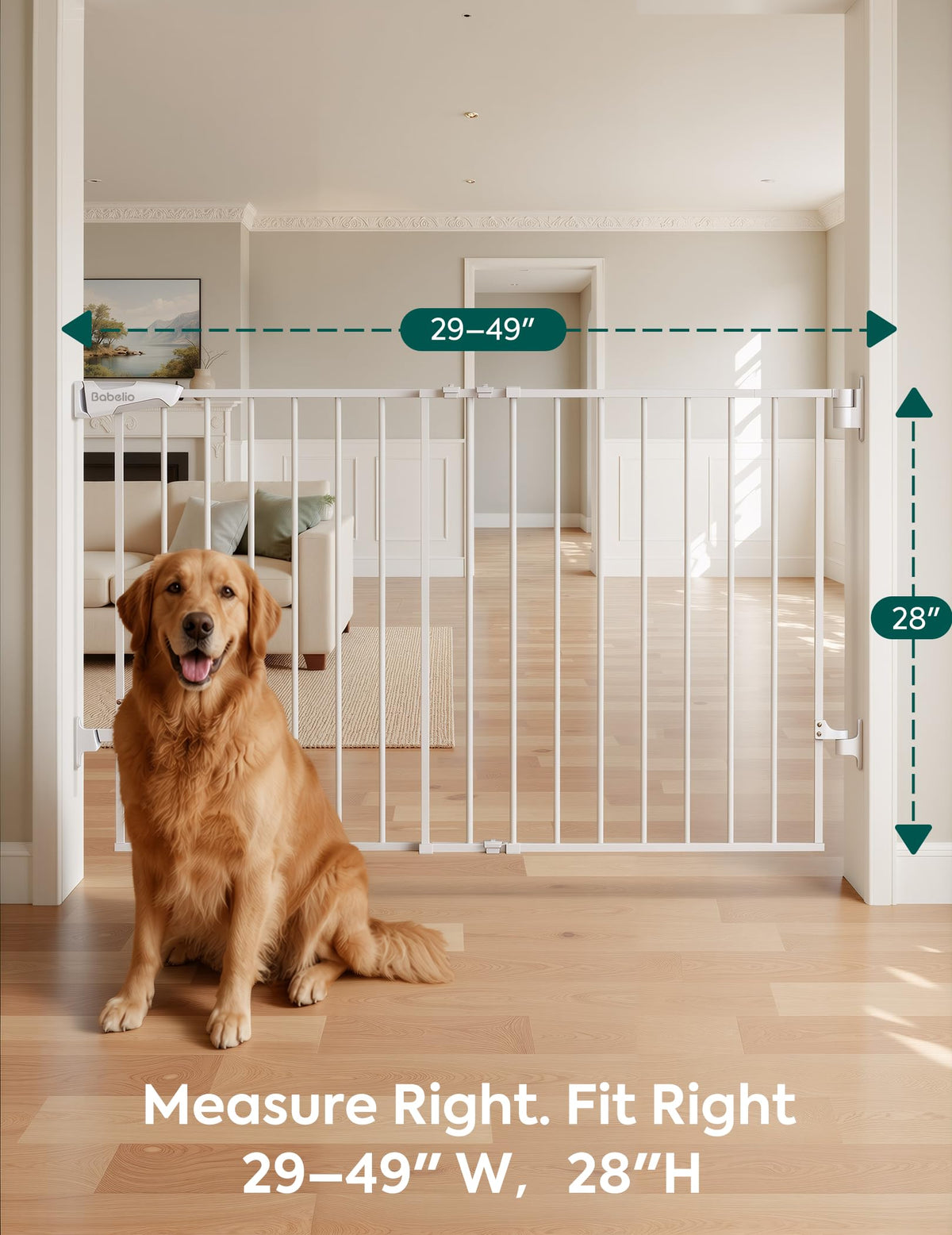 Baby Gate for Stairs (*White / 28" H, 29-49" W-Wide)