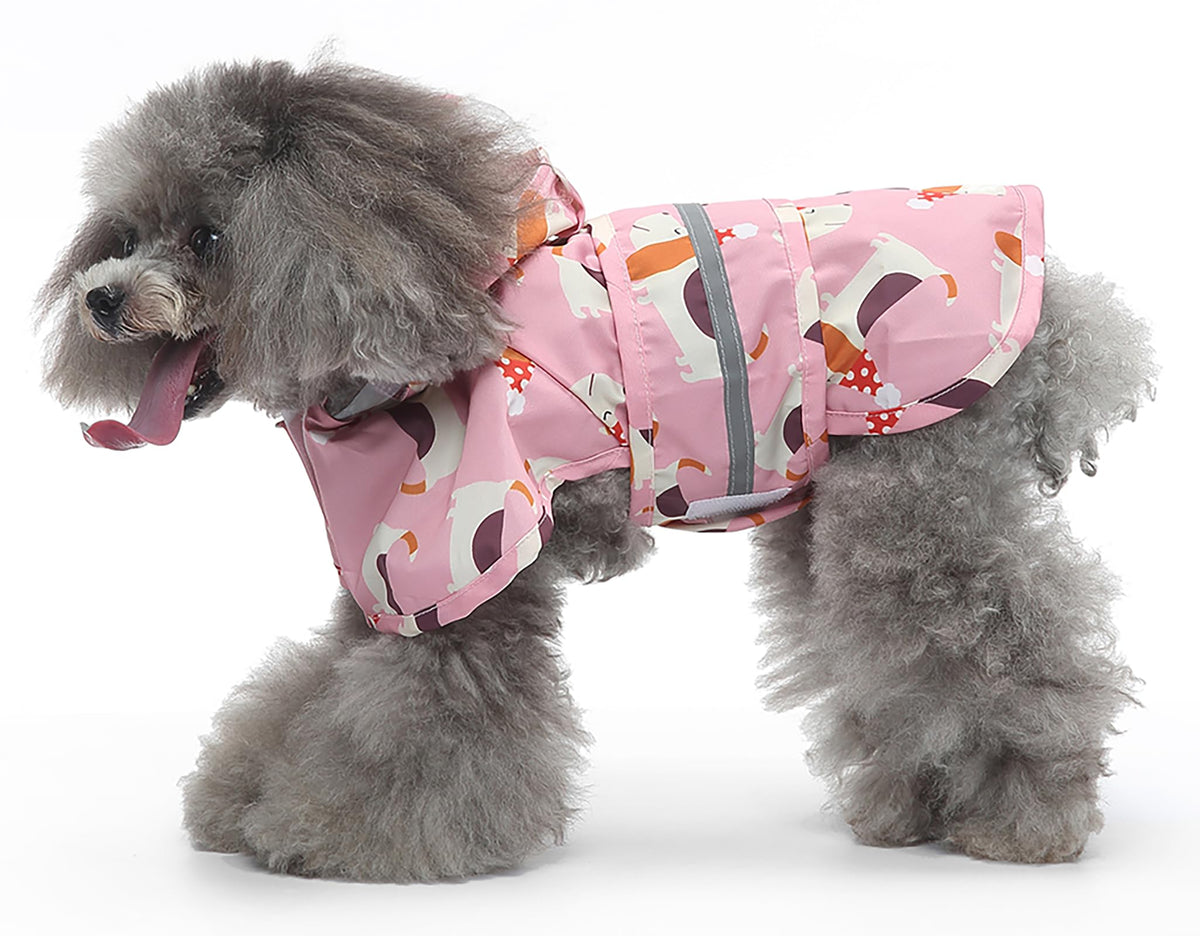 Dog Raincoat Hooded Reflective Waterproof Slicker Poncho (Dog / S(3-4 pound))