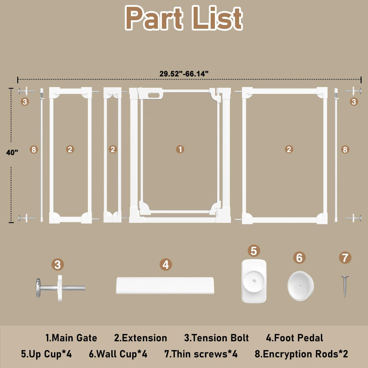 40" Extra Tall Clear Acrylic Dog Gate 57.87 (White / 57.87-66.14"W x 40"H)