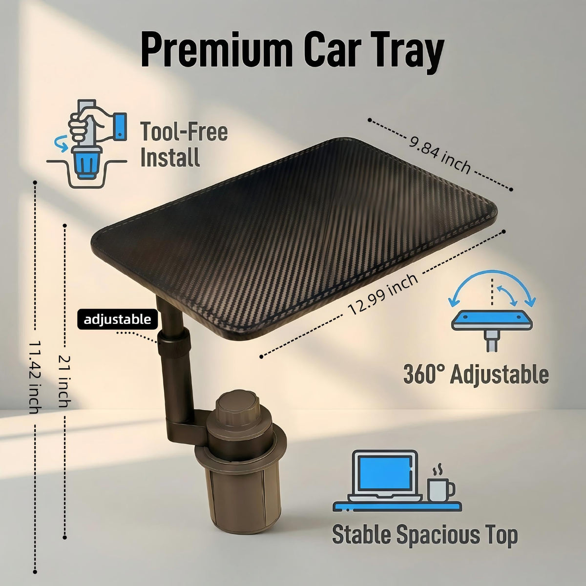 Car Desk for Laptop (carbon fiber color)
