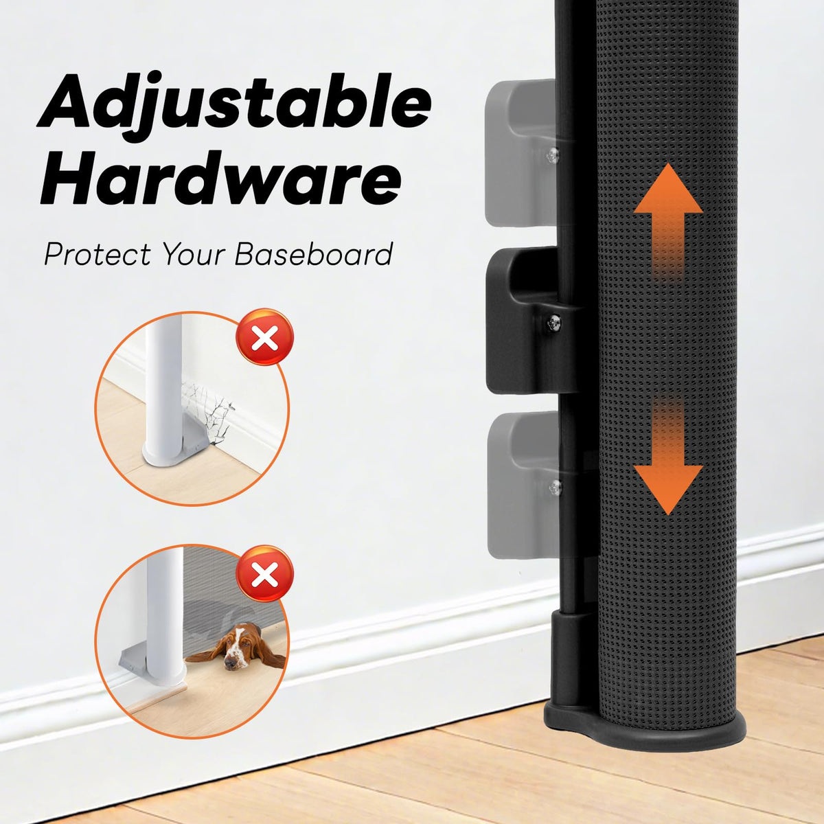 Retractable Baby Gates for Doorways (Black / 33'' Tall X 55'' Wide)