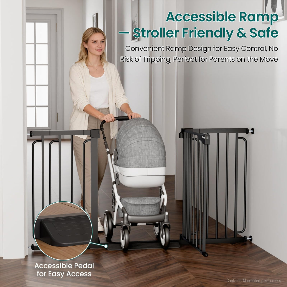 30.4 56.8" Extra Wide Baby Gate (Black / 30.4"-56.8" W x 30.5" H)