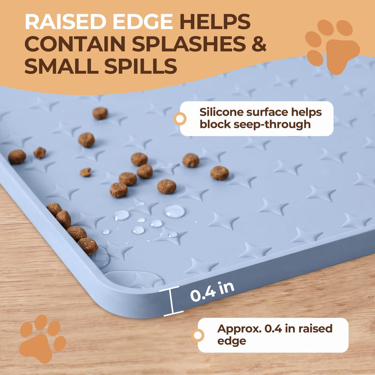 Silicone Pet Feeding Mat (Blue / 24"L x 16"W)