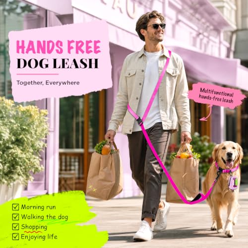 Hands Free Dog Leash (5.9-8.2 FT Rose Pink)