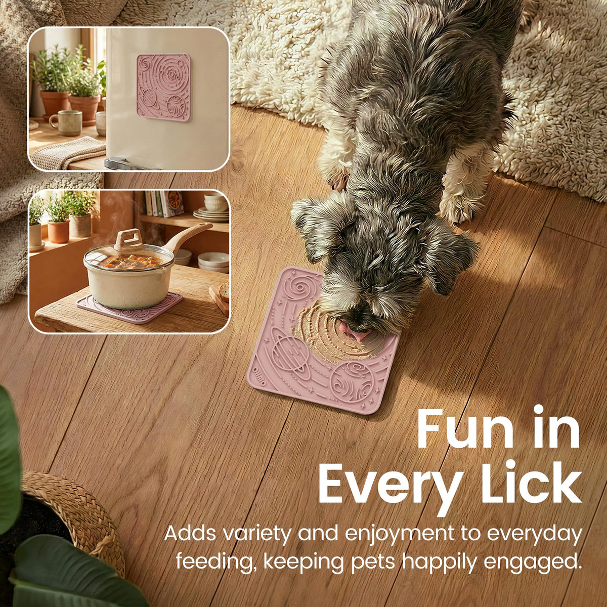 Lick Mat for Dogs&Cats (Mars&Coral / 5.9"L x 5.9"W)