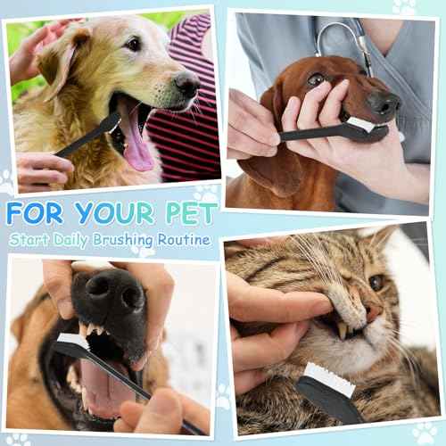 70 Pcs Dog Tooth Brush Dual Headed Pet Toothbrush (Black)