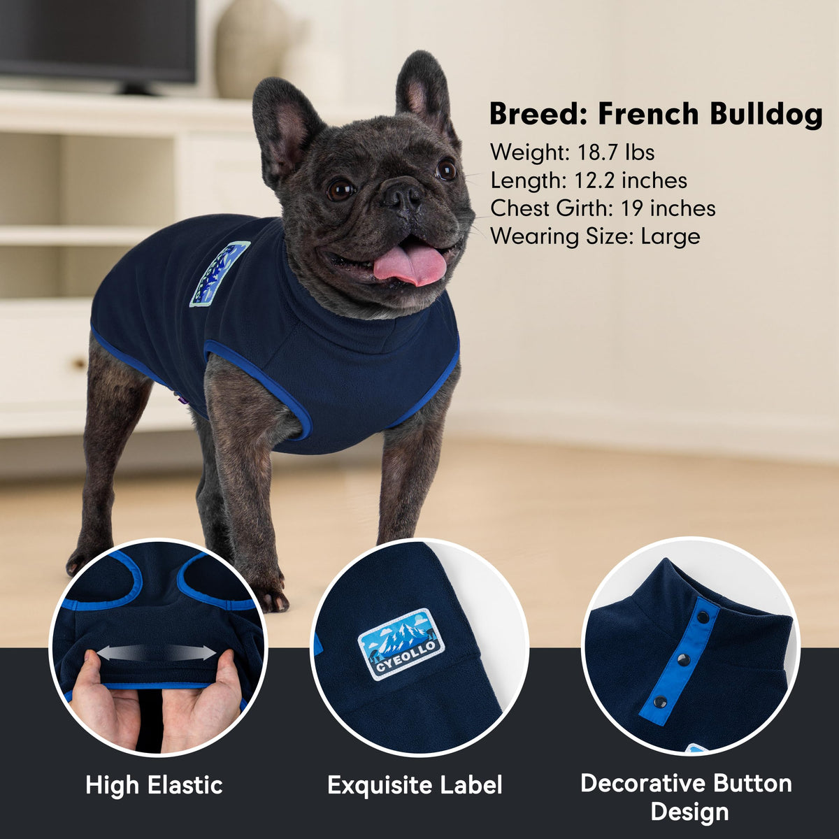 Fleece Dog Sweater (Navy Blue / Small)