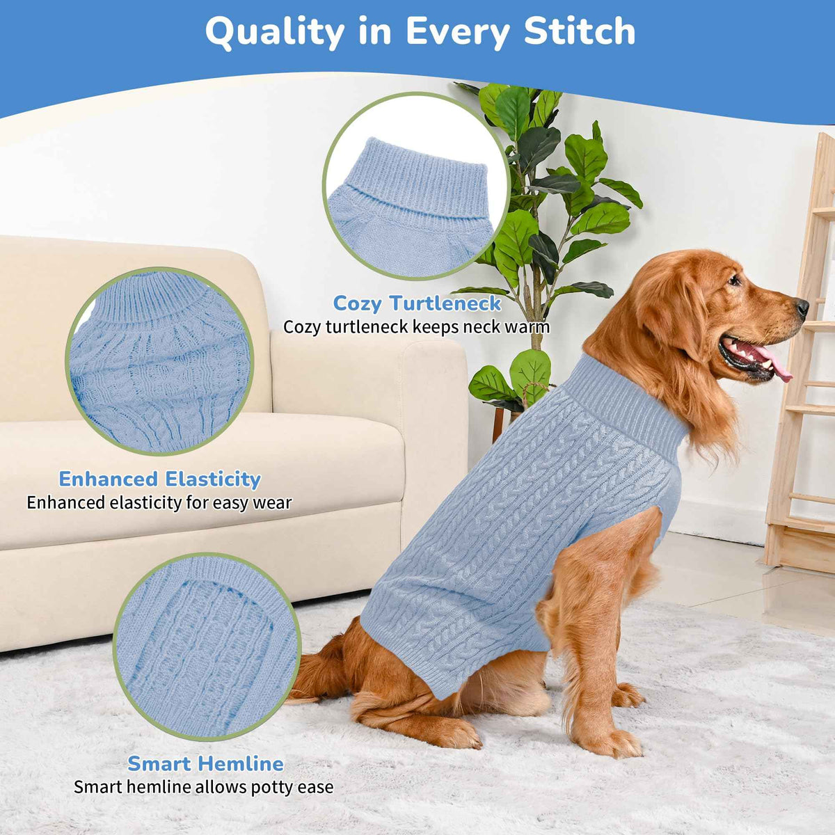 Dog Sweater 2 Pack for Large Dogs (Blue & Green / XX-Large)
