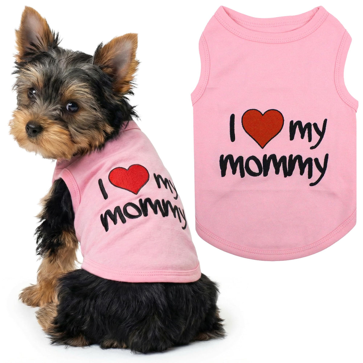 I Love My Mommy Dog Shirt 100% Cotton Shirts for Large Dogs (X-Small (3-5lbs))