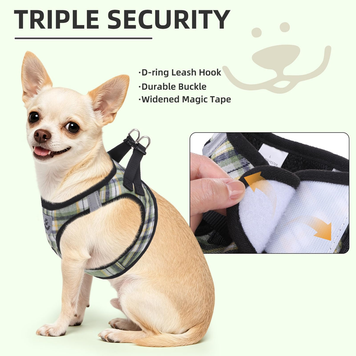 Dog Harness Collar and Leash Set No Pull for Small Medium Sized (Yellow Green / S (CHEST 14.5"-16"))