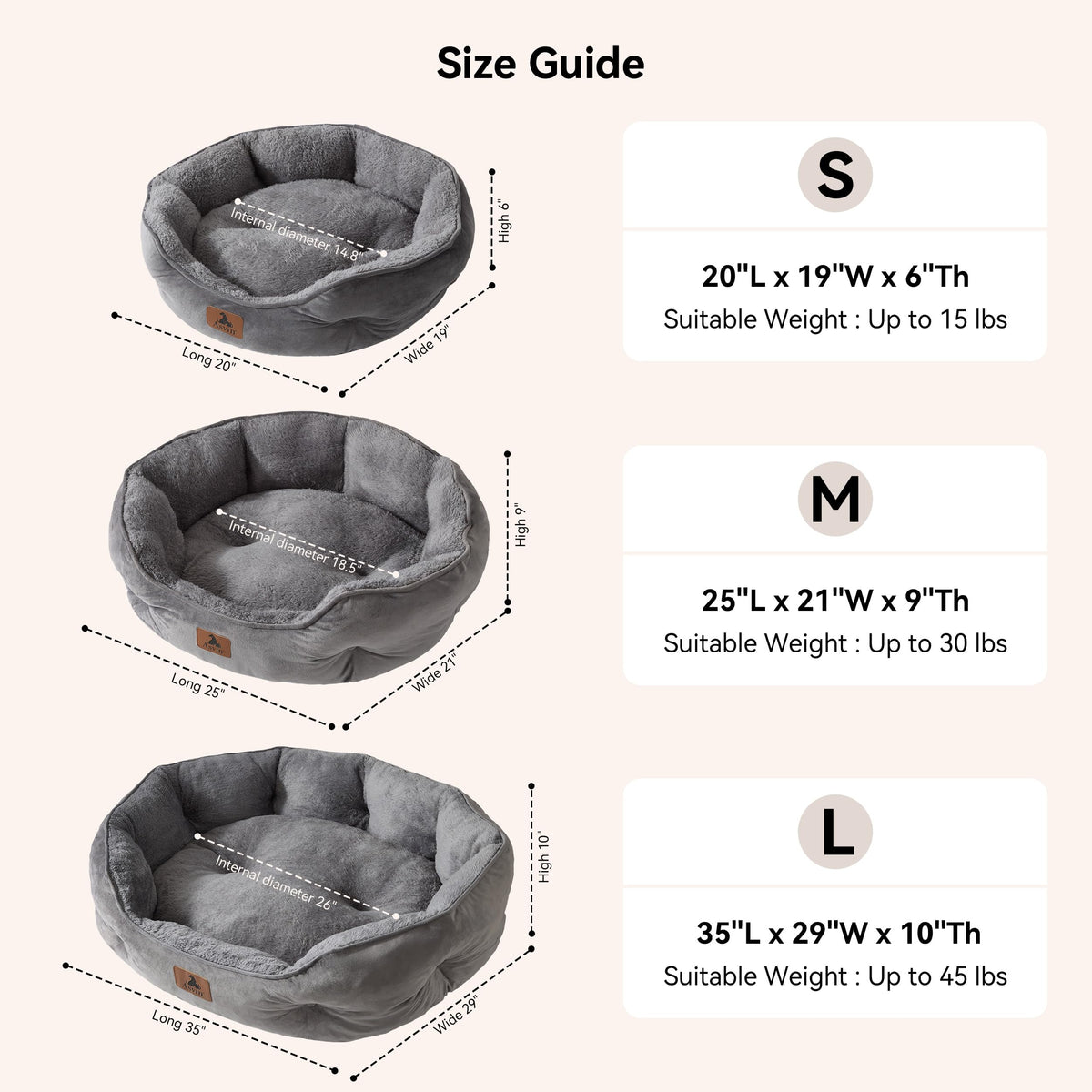Small Dog Bed for Small Dogs (Small (Pack of 1) / Grey)
