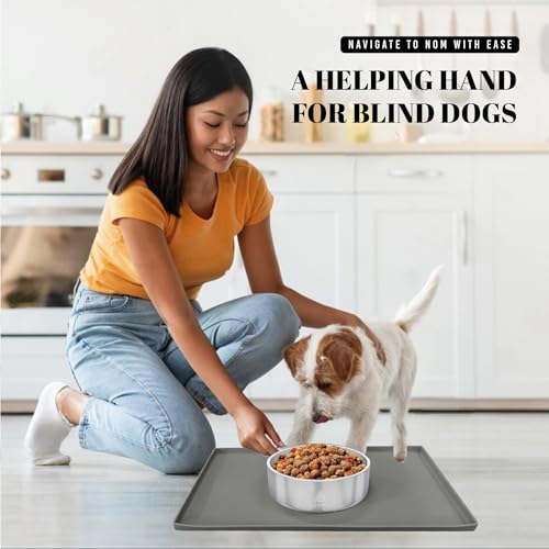 18x10 Waterproof Silicone Dog Food Mat (Grey / 18" x 10")