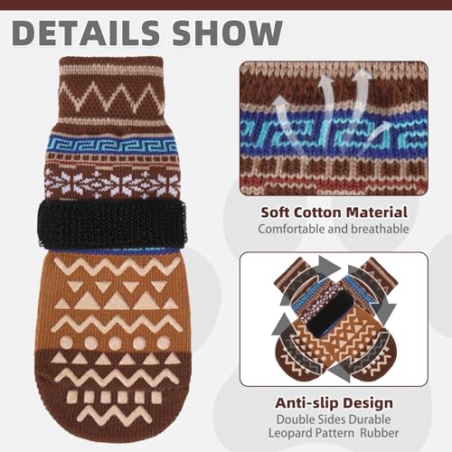 Dog Socks Shoes for Hot Pavement (Brown / Medium(4 Pack))