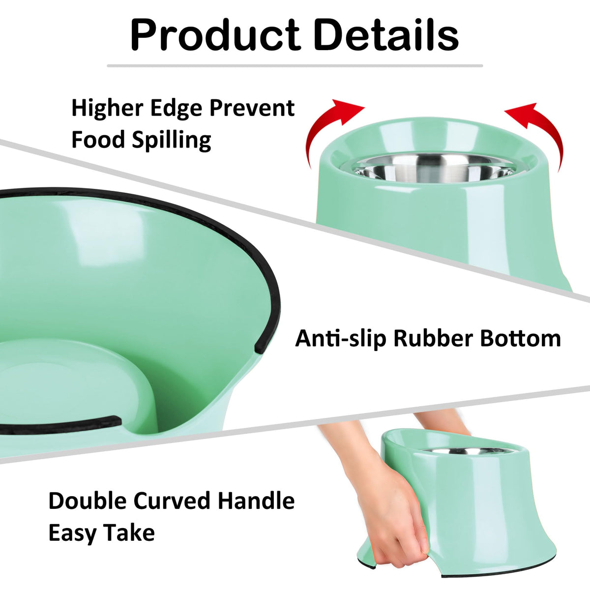 Tilted Elevated Dog Bowls Non (M/2 Cup / Green)