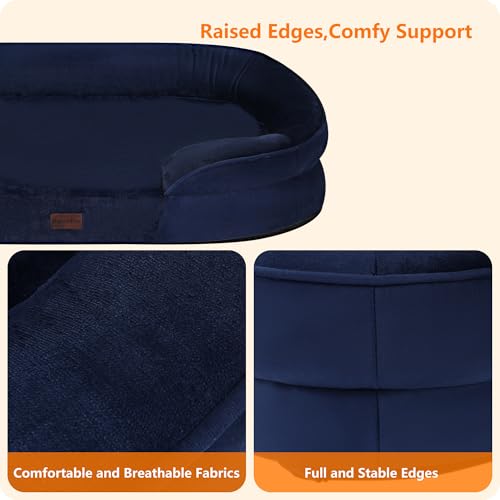 Orthopedic Waterproof Large Dog Bed Sofa (Navy Blue / Large(42 x 31 x 6.5 inch))