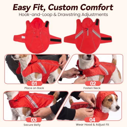 Dog Raincoat Wetoff Dog Rain Coat (Red / XXS (13"-15" chest girth))