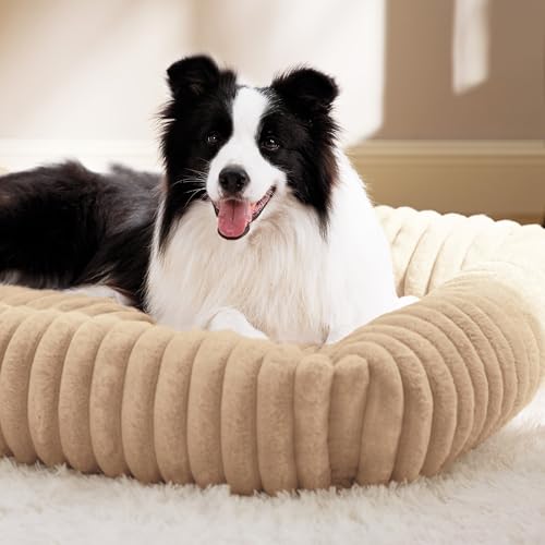 ComfyFleece® Cute XL Dog Beds for Extra Large Dogs (43.0"L x 30.0"W x 8.0"Th / Sandy Beige)