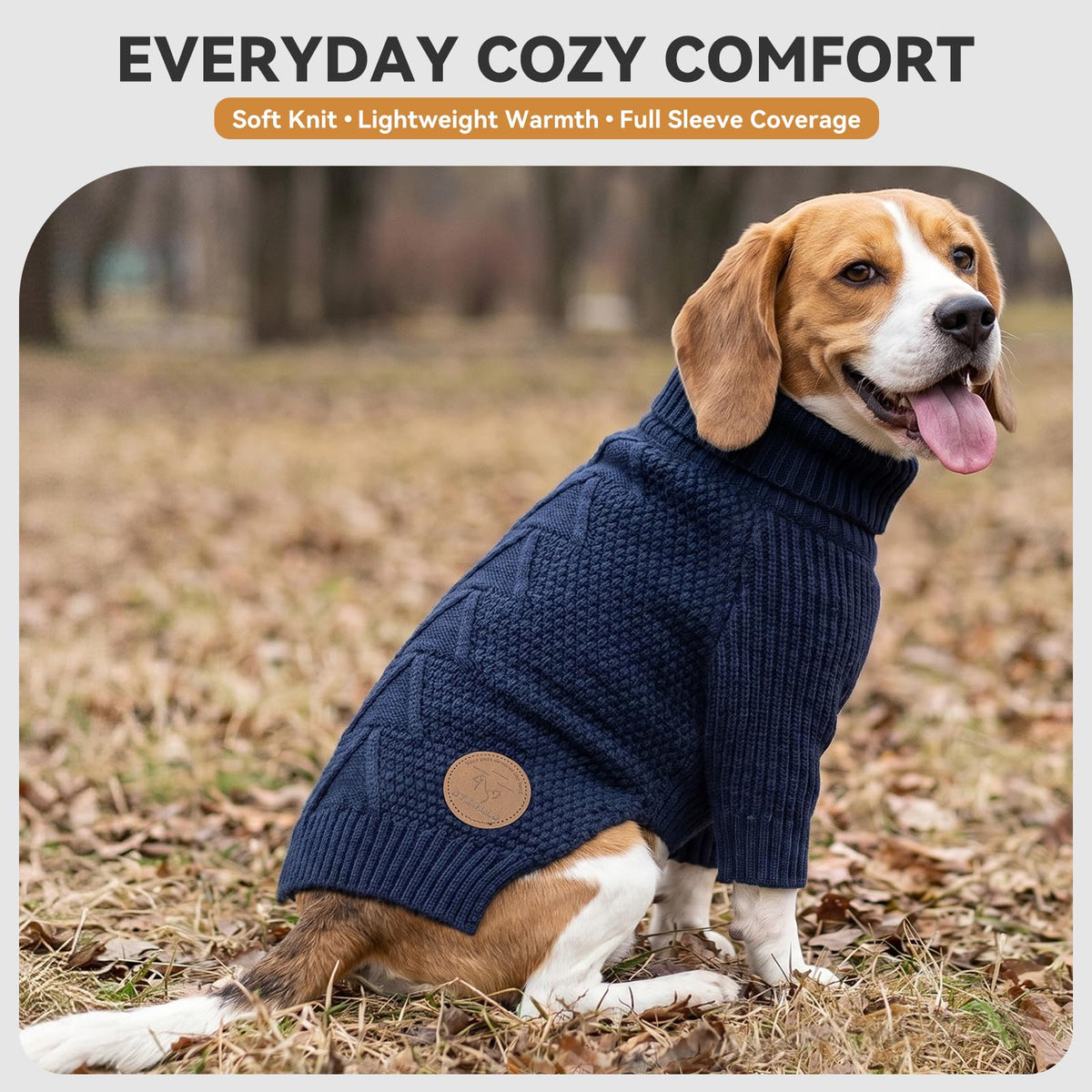Dog Sweater Long Sleeve Warm Knit Sweaters for Small Dogs Cats Boy (1# Navy / Medium)