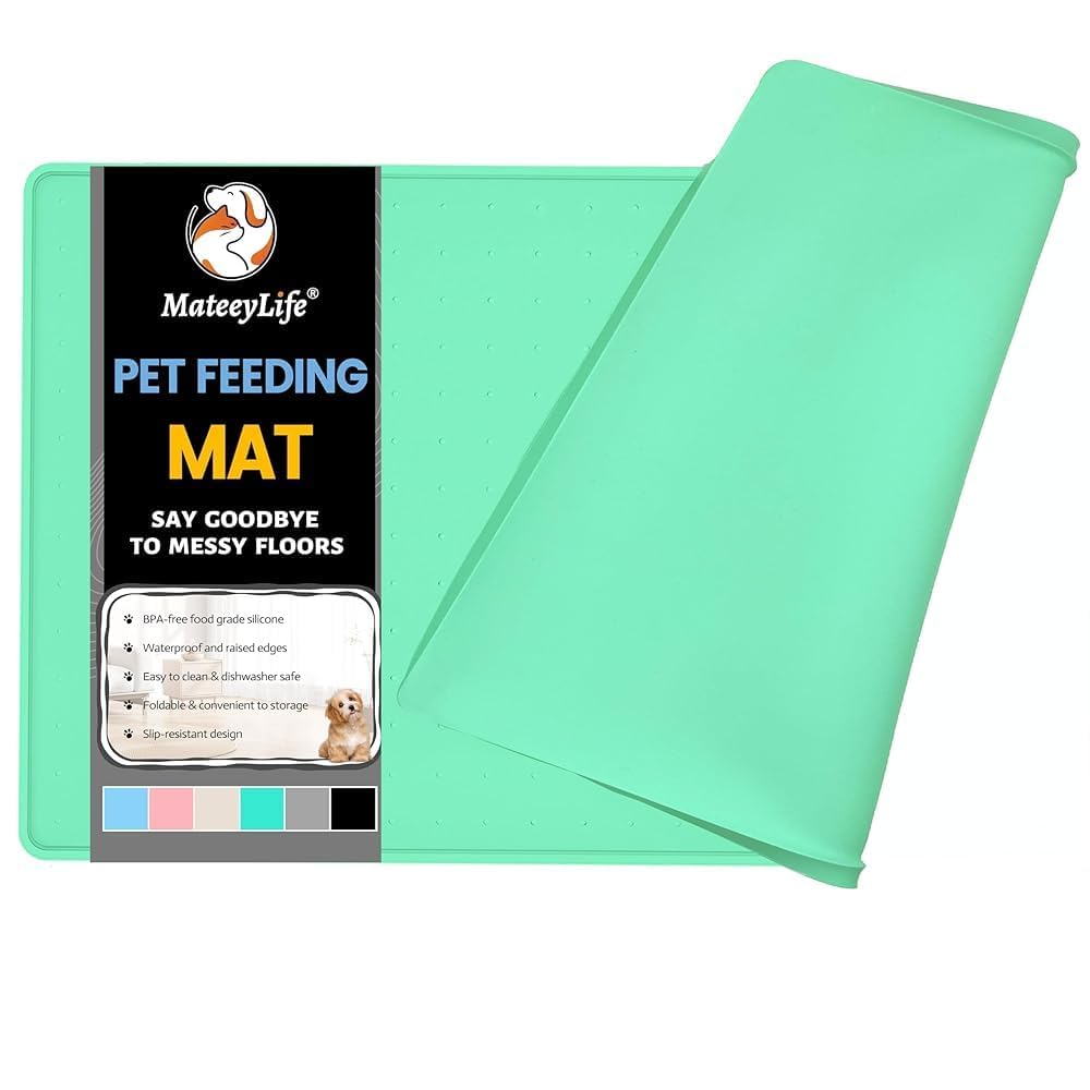 Dog & Cat Food Mat (Green / 24"L x 16"W)