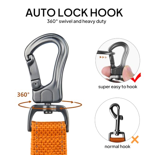 5FT 1IN Heavy Duty Dog Leash for Large Dogs with 2 Padded Handles (Orange / 1 in x 5 ft)