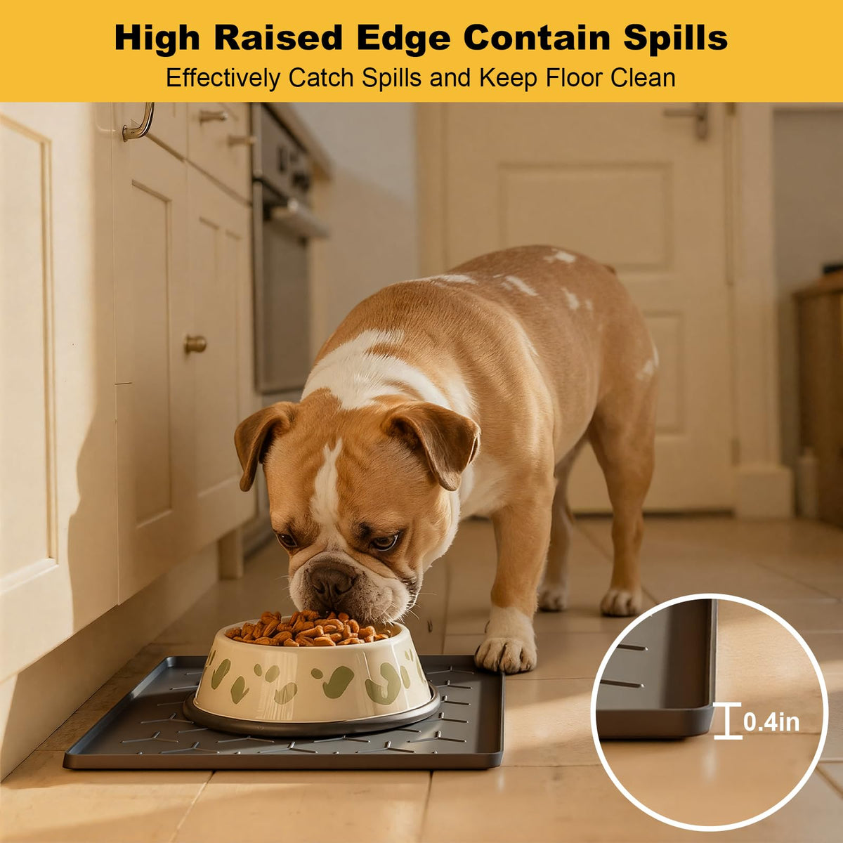 Silicone Dog Cat Food Bowl Mat (S-16''X12'' / Dark Gray)