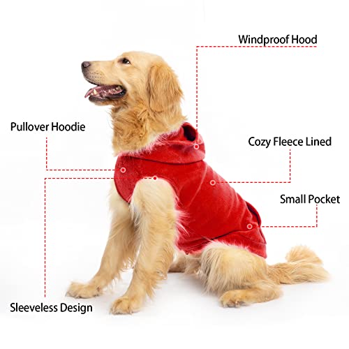 Fleece Dog Hoodie with Pouch (Medium / Red)