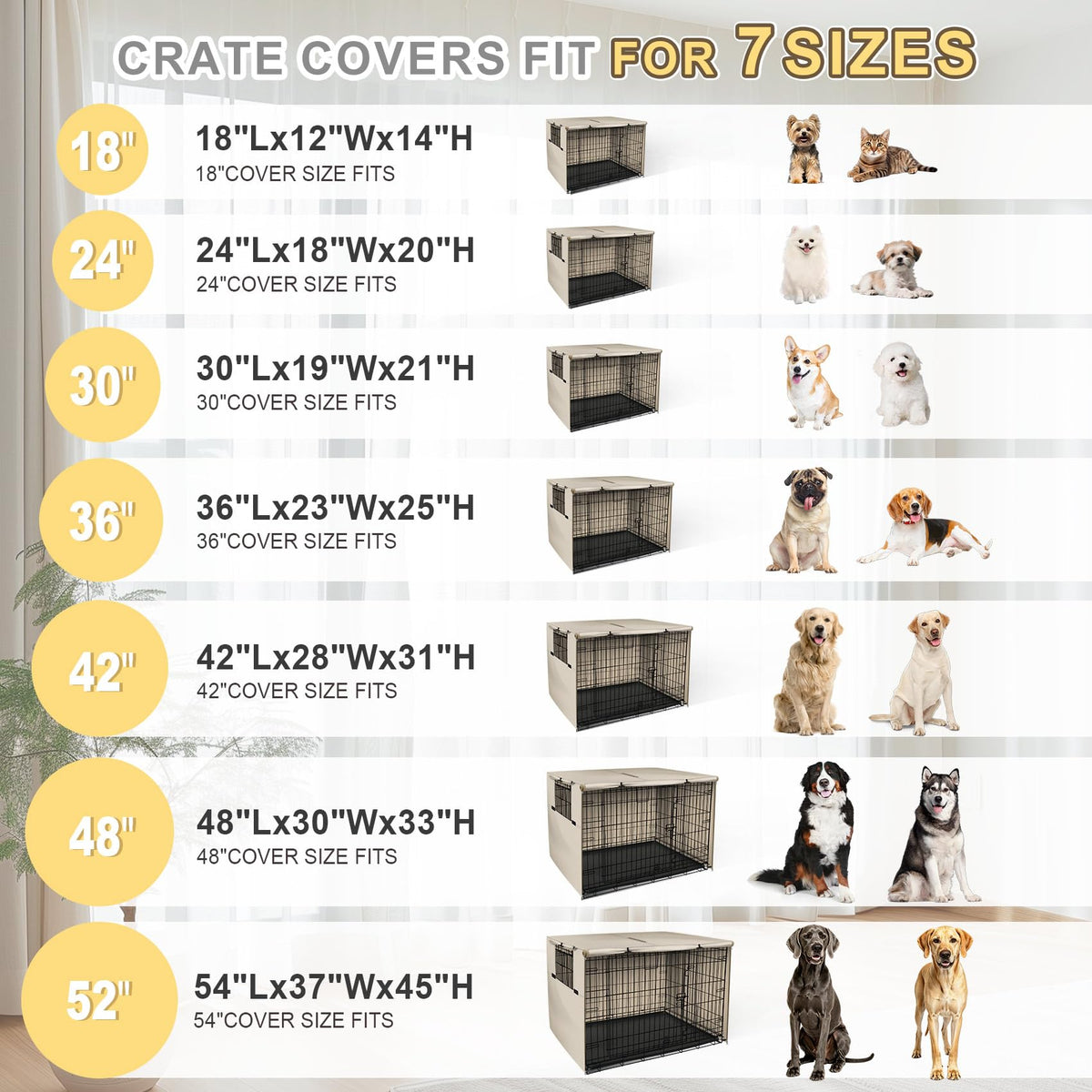 Dog Crate Cover (Tan / 54.0"L x 37.0"W x 45.0"H)