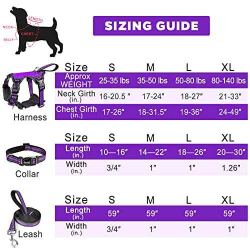 Pet Harness Collar and Leash Set (Small / Purple)