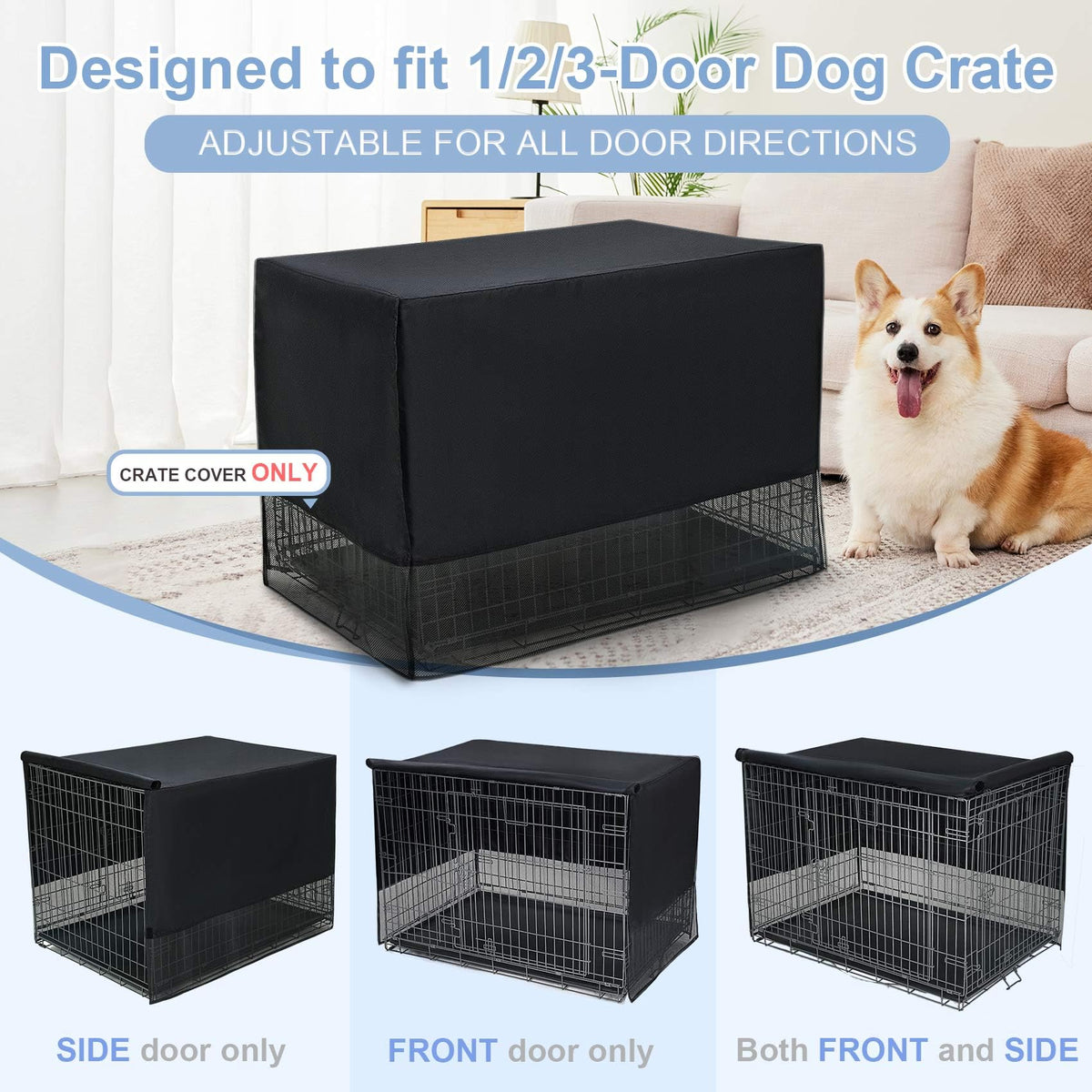 Breathable Dog Crate Cover (18"L x 12"W x 14"H / Black)