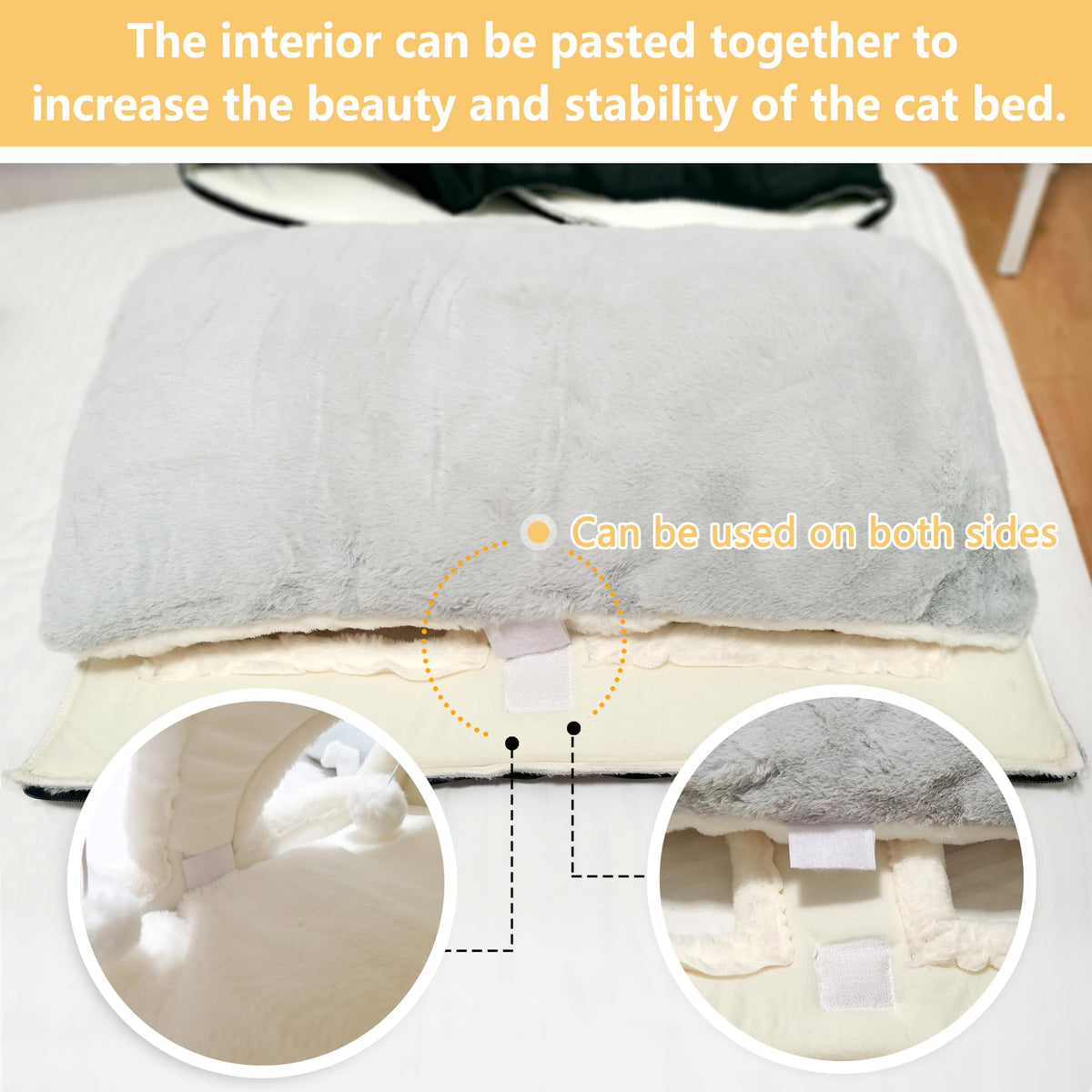 Cat Bed for Indoor Cats (Grey / Double hole bed:(27.5"×15.3"×15"))