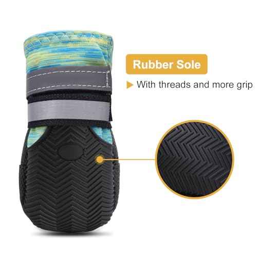 Water Resistant Dog Boots for Medium Large Dogs (Turquoise(Waterproof) / L (Insole Width 2.6")for 44~66lb)