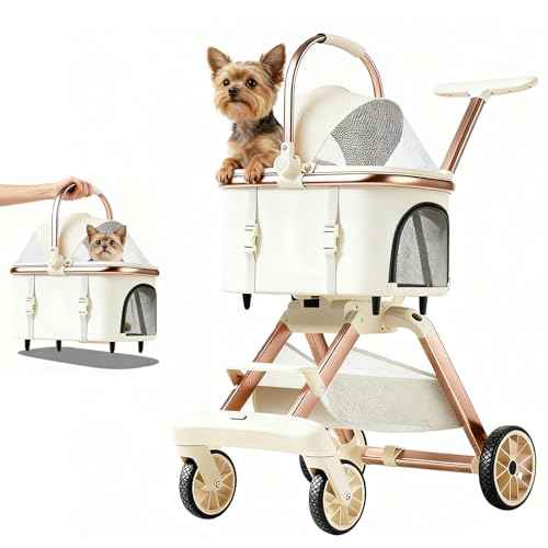 All Terrain Pet Stroller for Small Medium Dogs & Cats (Beige / Small)