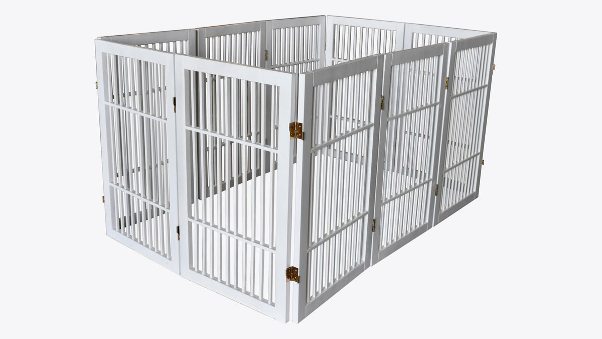 Pet Dog Gate Freestanding (10 Panel 30" Tall / White Pet Gate)