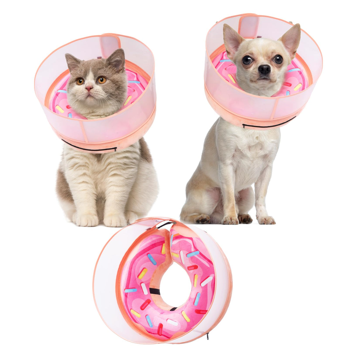 Inflatable Dog Cone Collar with Enhanced Anti (Medium / Donut Pink2)