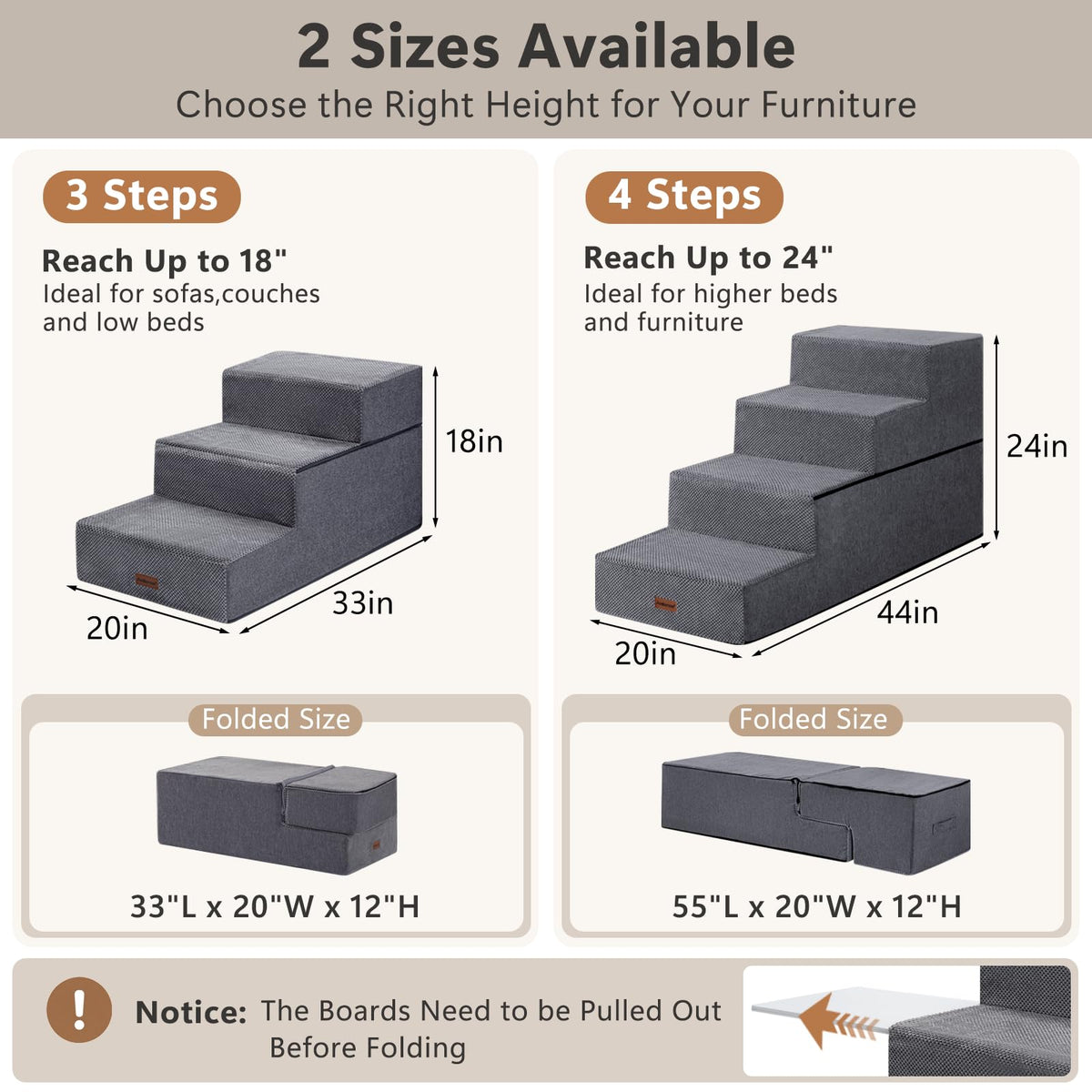 Dog Steps for Large Dogs 24" H (Grey / 4-Step 24" H)