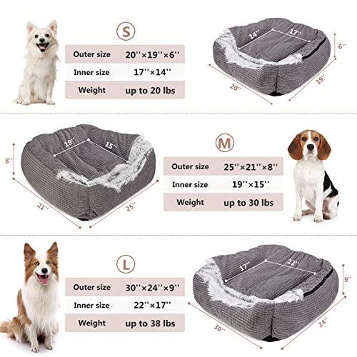 Medium Dog Beds for Medium Large Dogs with Cover Cave (30.0"L x 24.0"W x 9.0"Th)