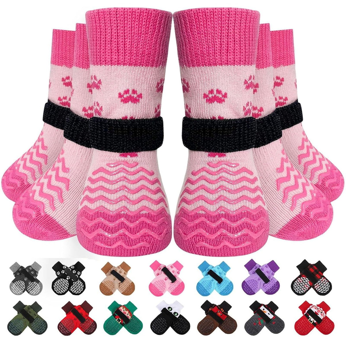 Anti Slip Dog Socks to Prevent Licking Paws for Hot Pavement (Pink / XX-Large)