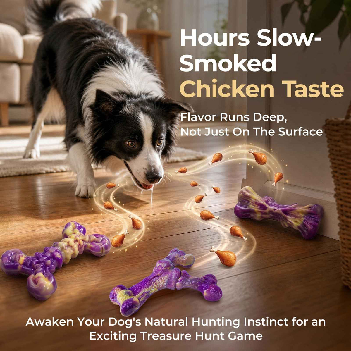 3 Pack Chicken Flavored Tough Dog Chew Toys for Aggressive Chewers
