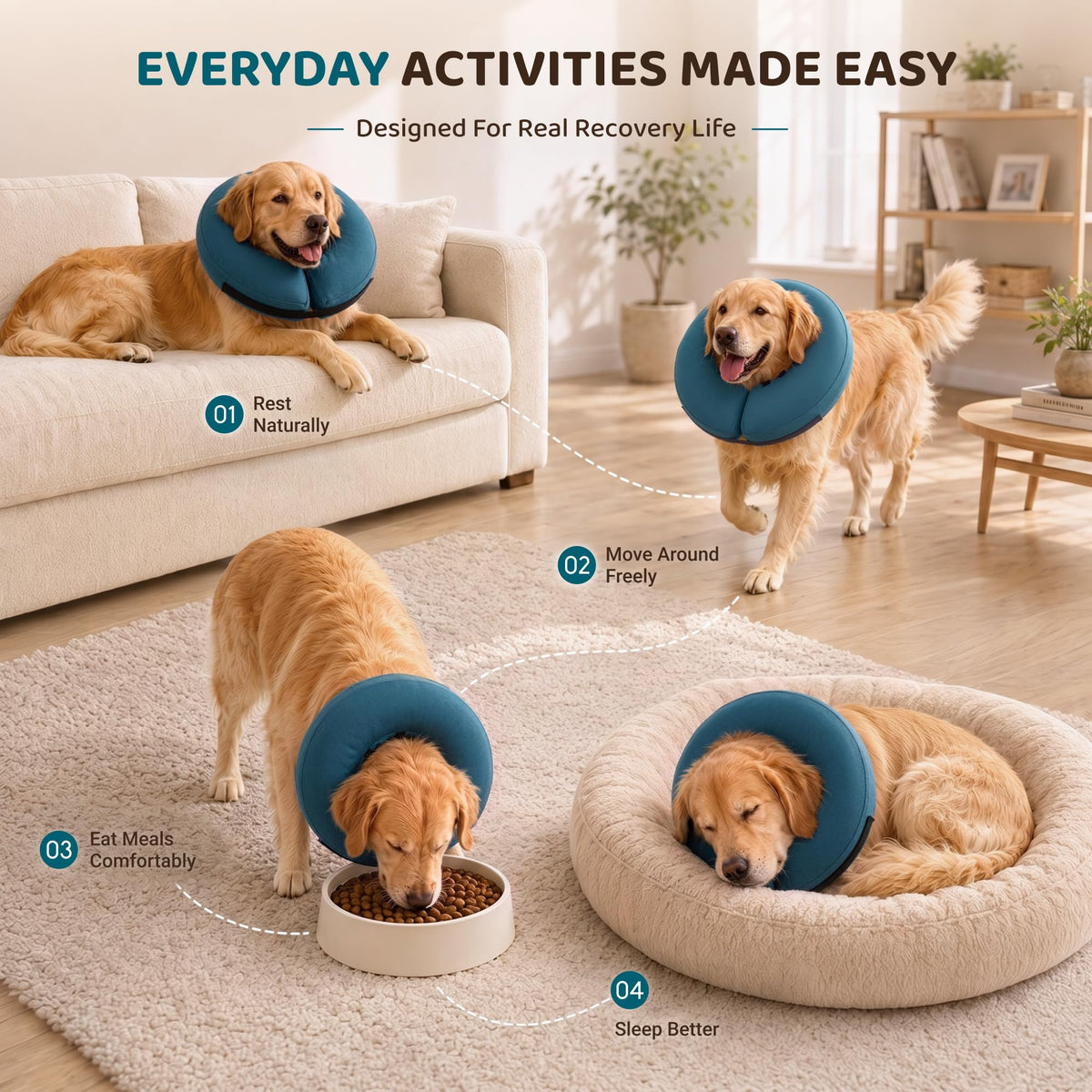 Inflatable Dog Cone (Blue / L+(11"-14"))