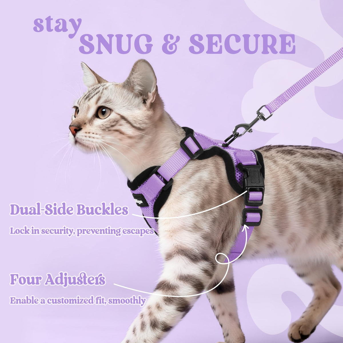 Cat Harness and Leash Set (Xs / Light Purple)